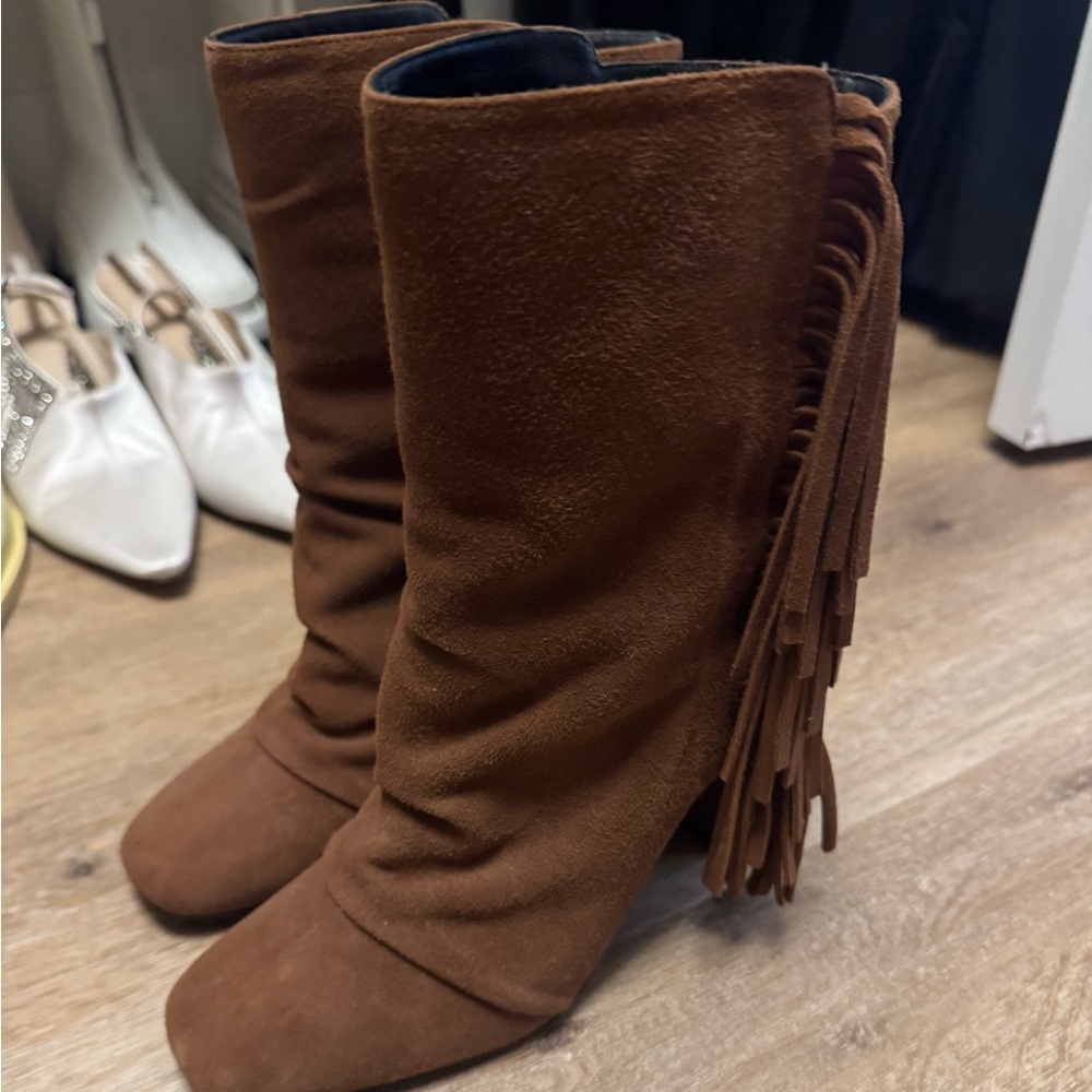 Giuseppe Zanotti Brown Fringe Heeled Boots
